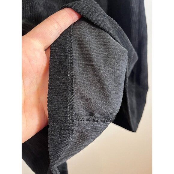 Retro Corduroy Mini Dress S Black Metallic Y2K Grunge Preppy Neutral Ribbed 80s - Picture 6 of 9